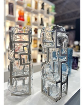 BRUTALIST - Vase en Verre Soufflé - SILVER