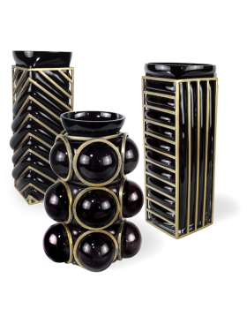 Vase STRIPE Black & Gold